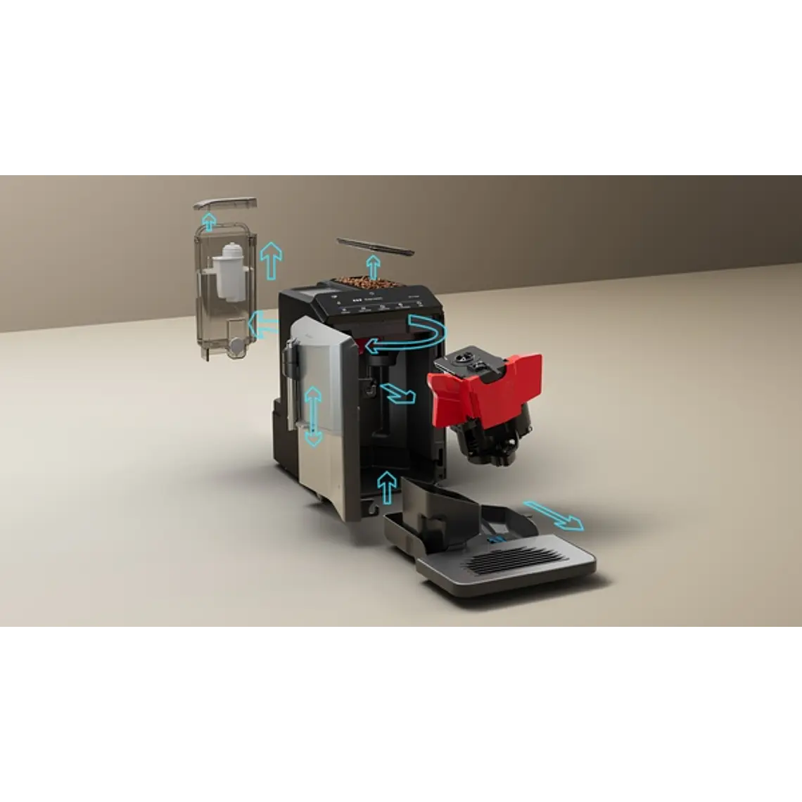 SIEMENS Cafetera superautomática, EQ300, Acero inoxidable metálico 9