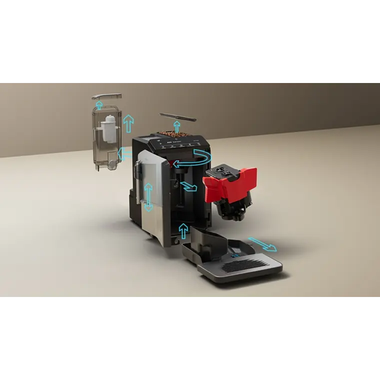 SIEMENS Cafetera superautomática, EQ300, Acero inoxidable metálico 9