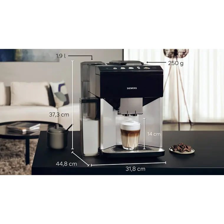 SIEMENS Cafetera superautomática, EQ500 integral, Plateado claro, Negro 3