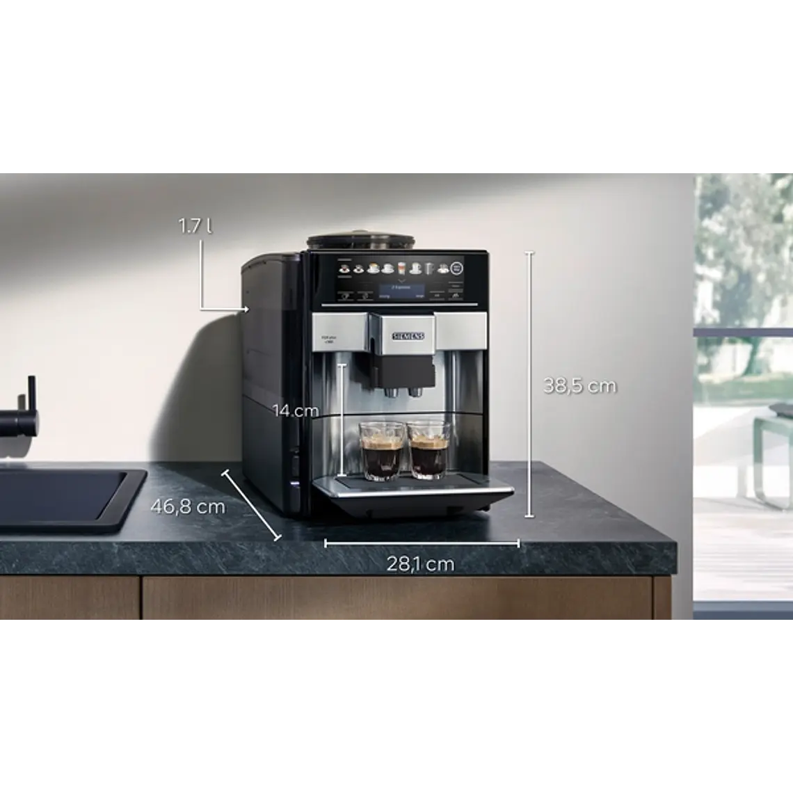 SIEMENS Cafetera superautomática, EQ6 plus s500, Negro y gris 7