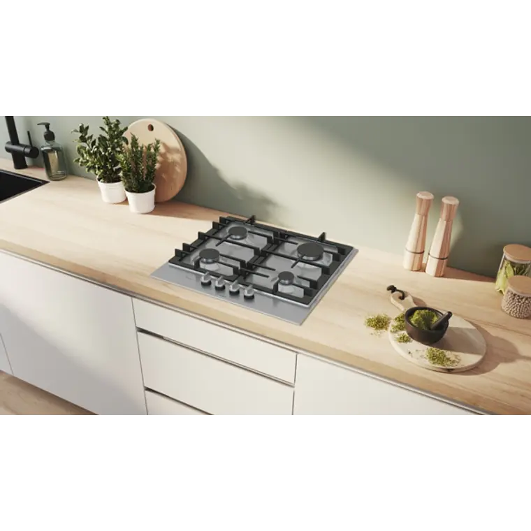 Encimera BOSCH Serie 6 Gas acero 60 cm · PCP6A5I90 2