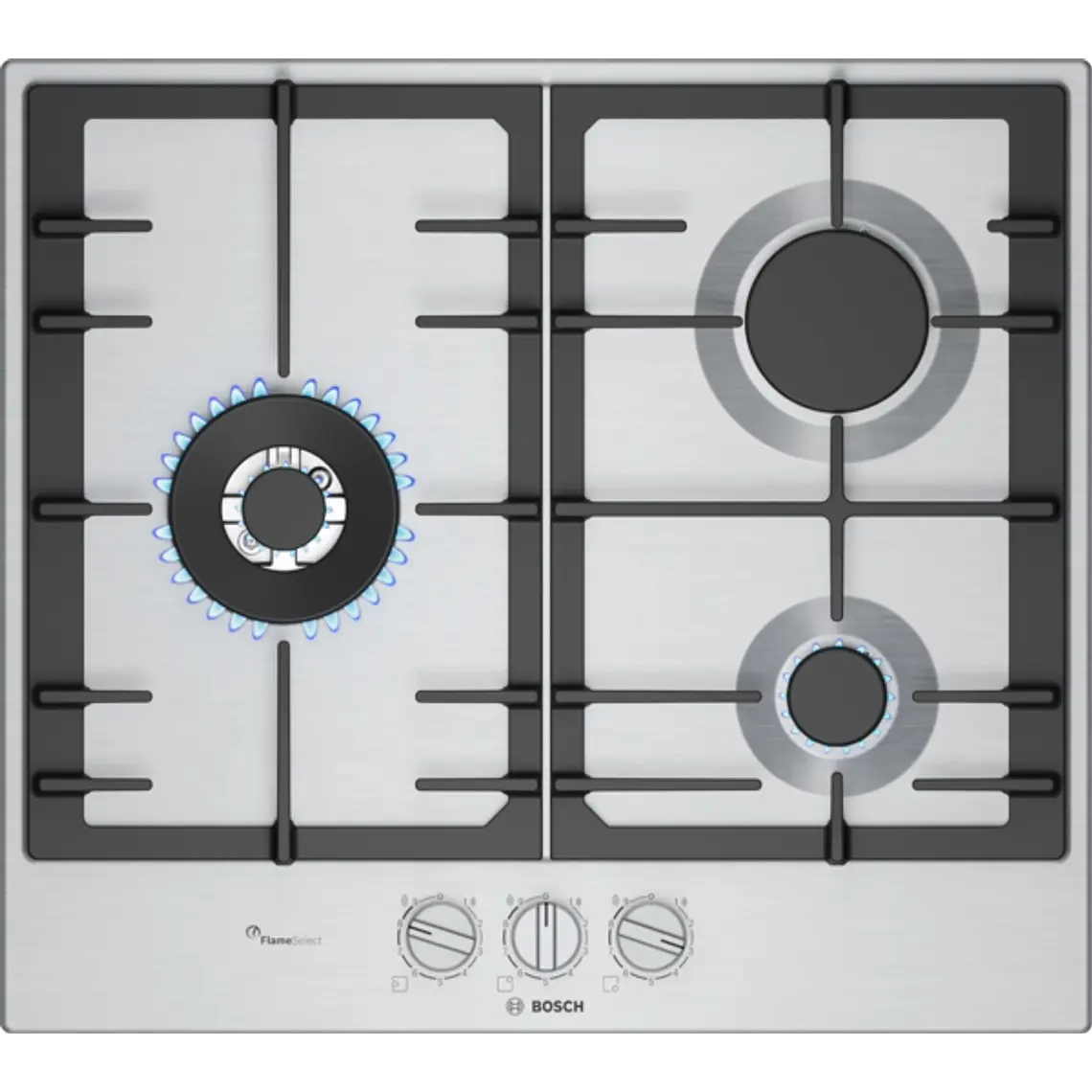 Encimera BOSCH Serie 6 Gas acero 60 cm · PCC6A5I90 1