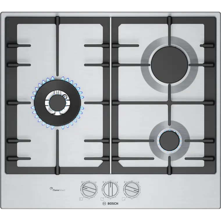 Encimera BOSCH Serie 6 Gas acero 60 cm · PCC6A5I90 1