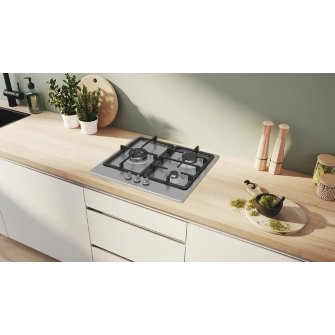 Encimera BOSCH Serie 4 Gas acero 60 cm · PGC6B5K90 2