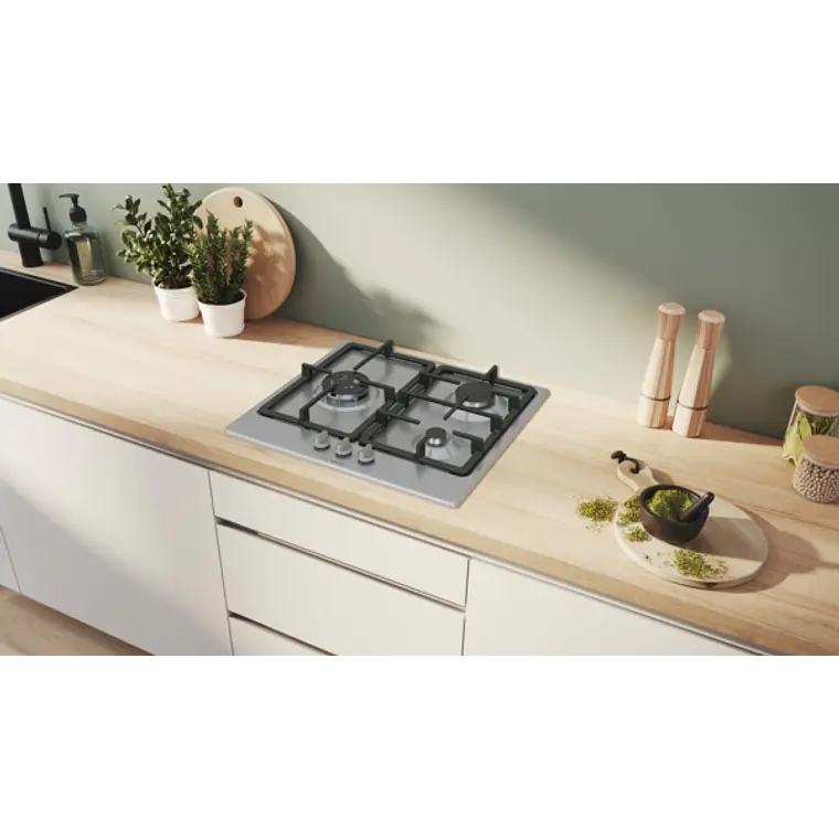 Encimera BOSCH Serie 4 Gas acero 60 cm · PGC6B5K90 2