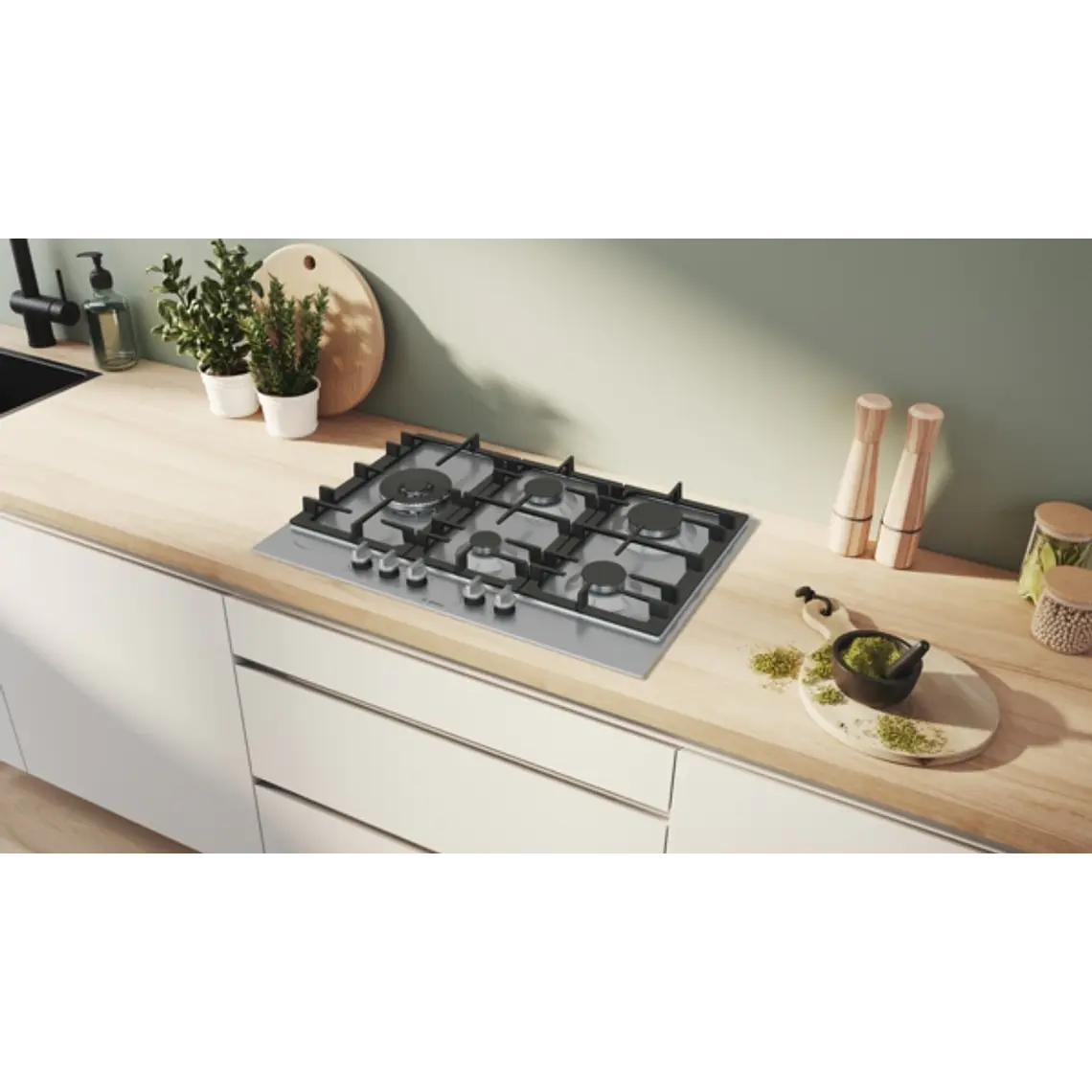 Encimera BOSCH Serie 6 Gas acero 75 cm · PCS7A5I90 2