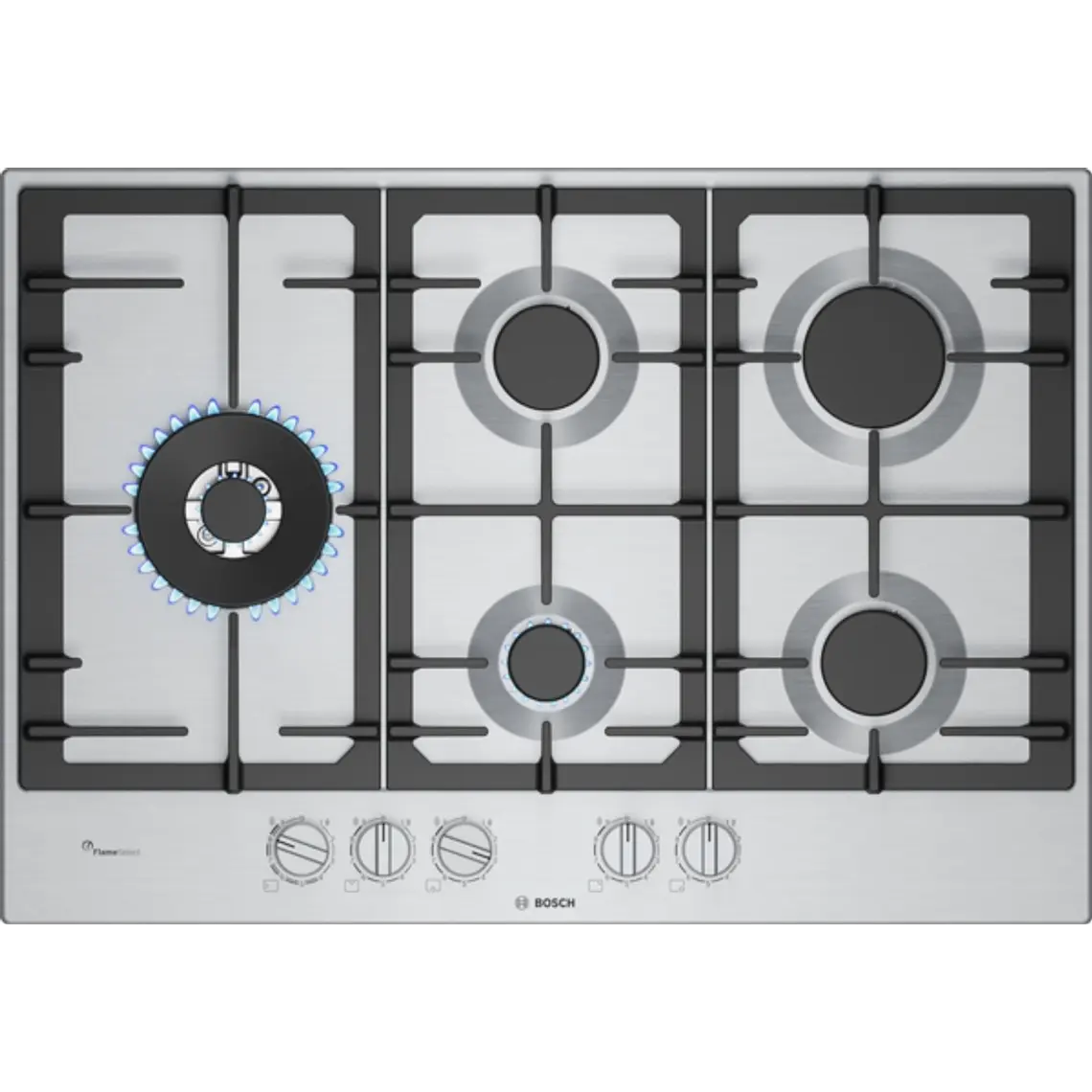 Encimera BOSCH Serie 6 Gas acero 75 cm · PCS7A5I90 1