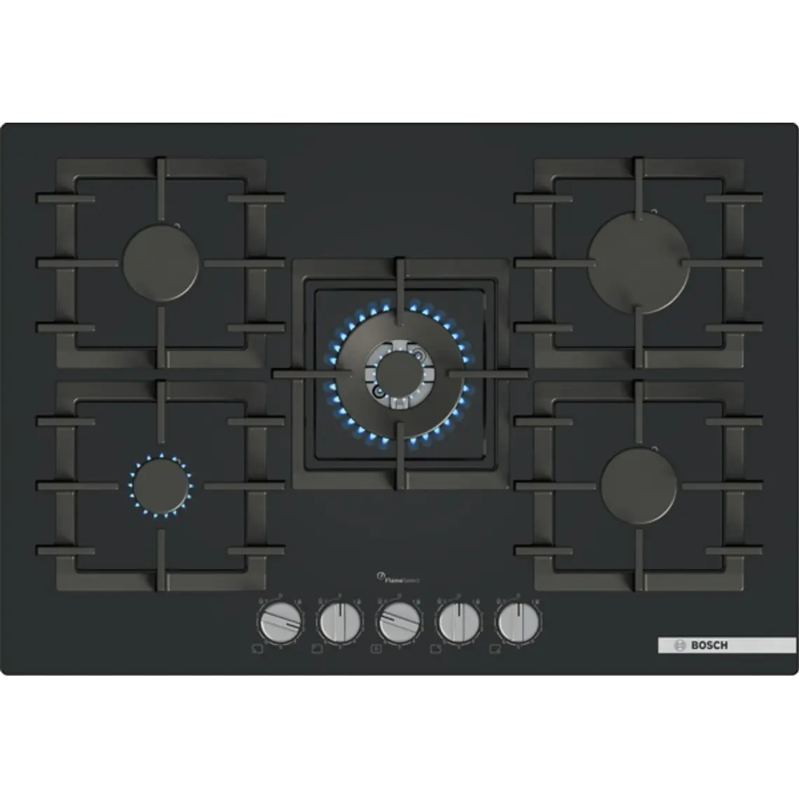 Encimera BOSCH Serie 6 Gas vidrio negro 75 cm · PPQ7A6I40 1