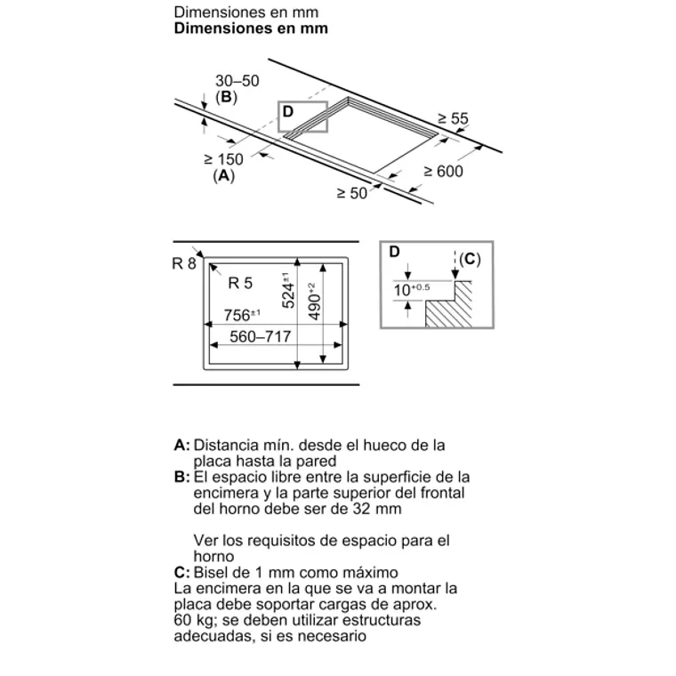 Encimera BOSCH Serie 6 Gas vidrio negro 75 cm · PPQ7A6I40 8