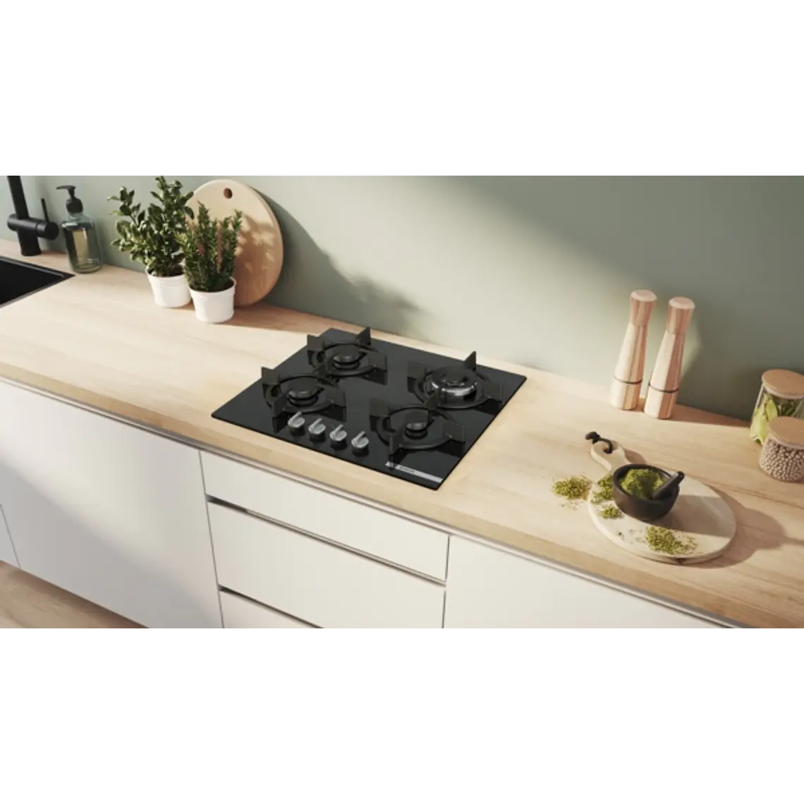 Encimera BOSCH Serie 6 Gas vidrio negro 60 cm · PPH6A6I10 2