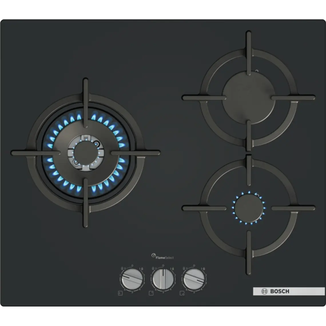 Encimera BOSCH Serie 6 Gas vidrio negro 60 cm · PPC6A6I10 1