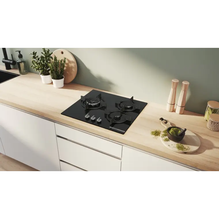 Encimera BOSCH Serie 6 Gas vidrio negro 60 cm · PPC6A6I10 2