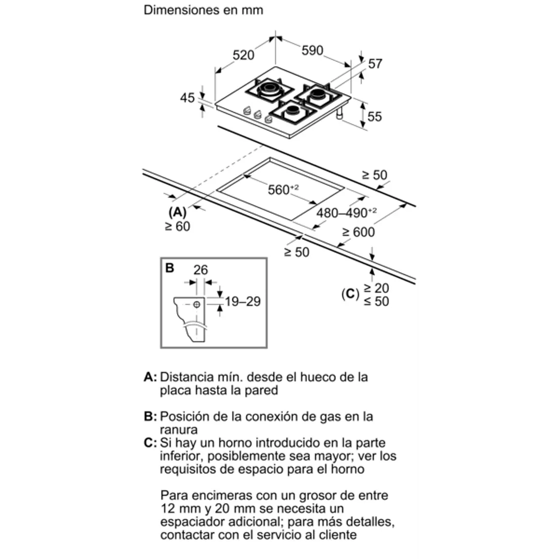 Encimera BOSCH Serie 4 Gas vidrio negro 60 cm · PNC6B6K40 7