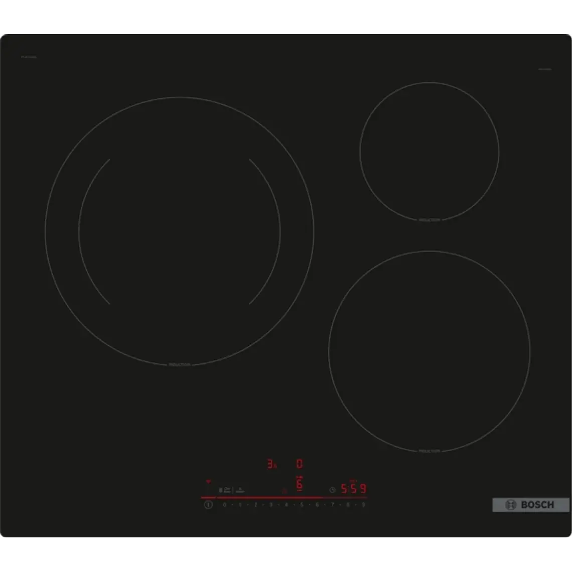 Encimera BOSCH Serie 6 Inducción negro 60 cm sin perfiles · PIJ61RHB1E 1