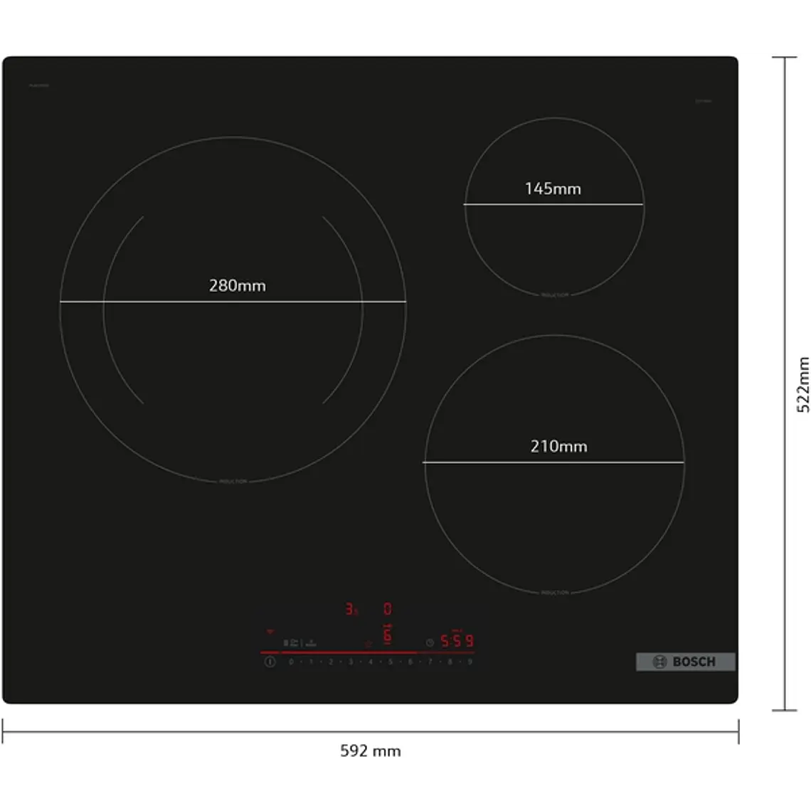 Encimera BOSCH Serie 6 Inducción negro 60 cm sin perfiles · PIJ61RHB1E 3