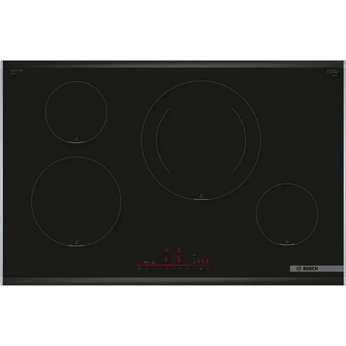 Encimera BOSCH Serie 6 Inducción negro 80 cm con perfiles · PIE875HC1E 1