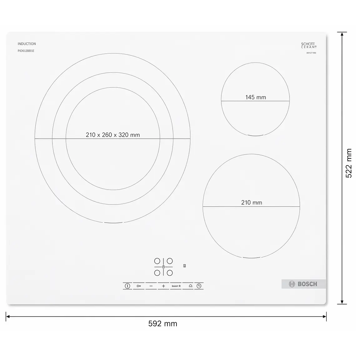 Encimera BOSCH Serie 4 Inducción 60 cm sin perfiles · PID612BB1E 5