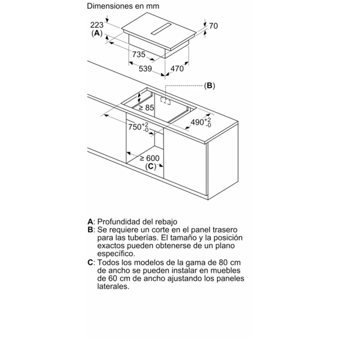 Encimera BOSCH Serie 8 Inducción con extractor Negro 80 cm con perfiles · PXX875D67E 13
