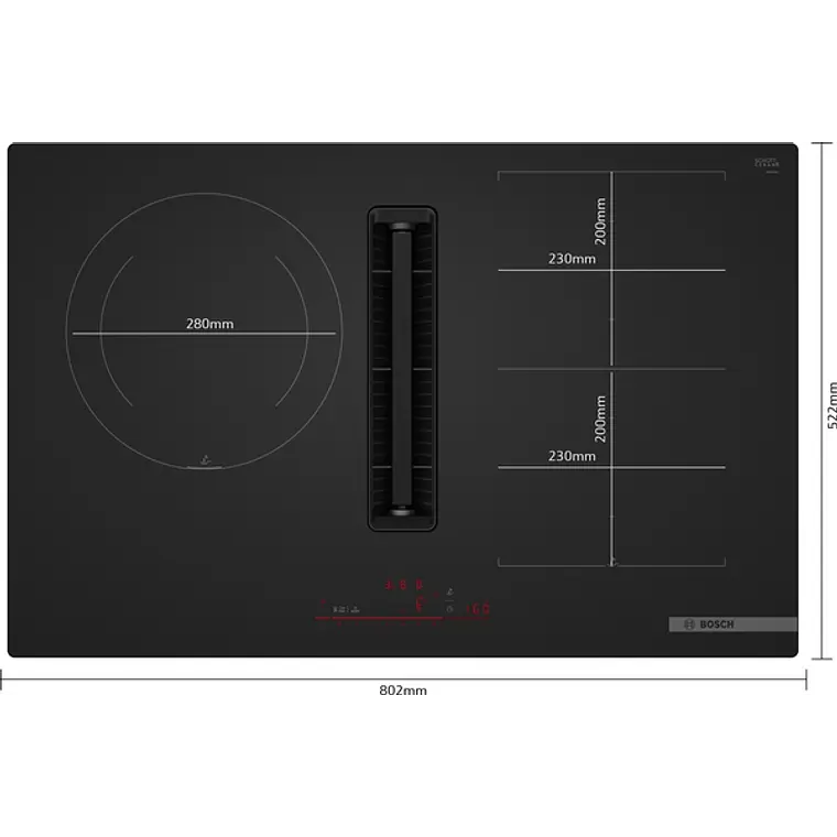 Encimera BOSCH Serie 6 Inducción con extractor Negro Mate 80 cm sin perfiles · PXJ81AH21E 3