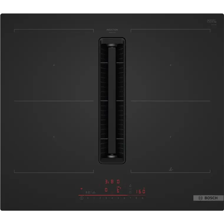 Encimera BOSCH Serie 6 Inducción con extractor Negro Mate 60 cm sin perfiles · PVQ61AH26E 1