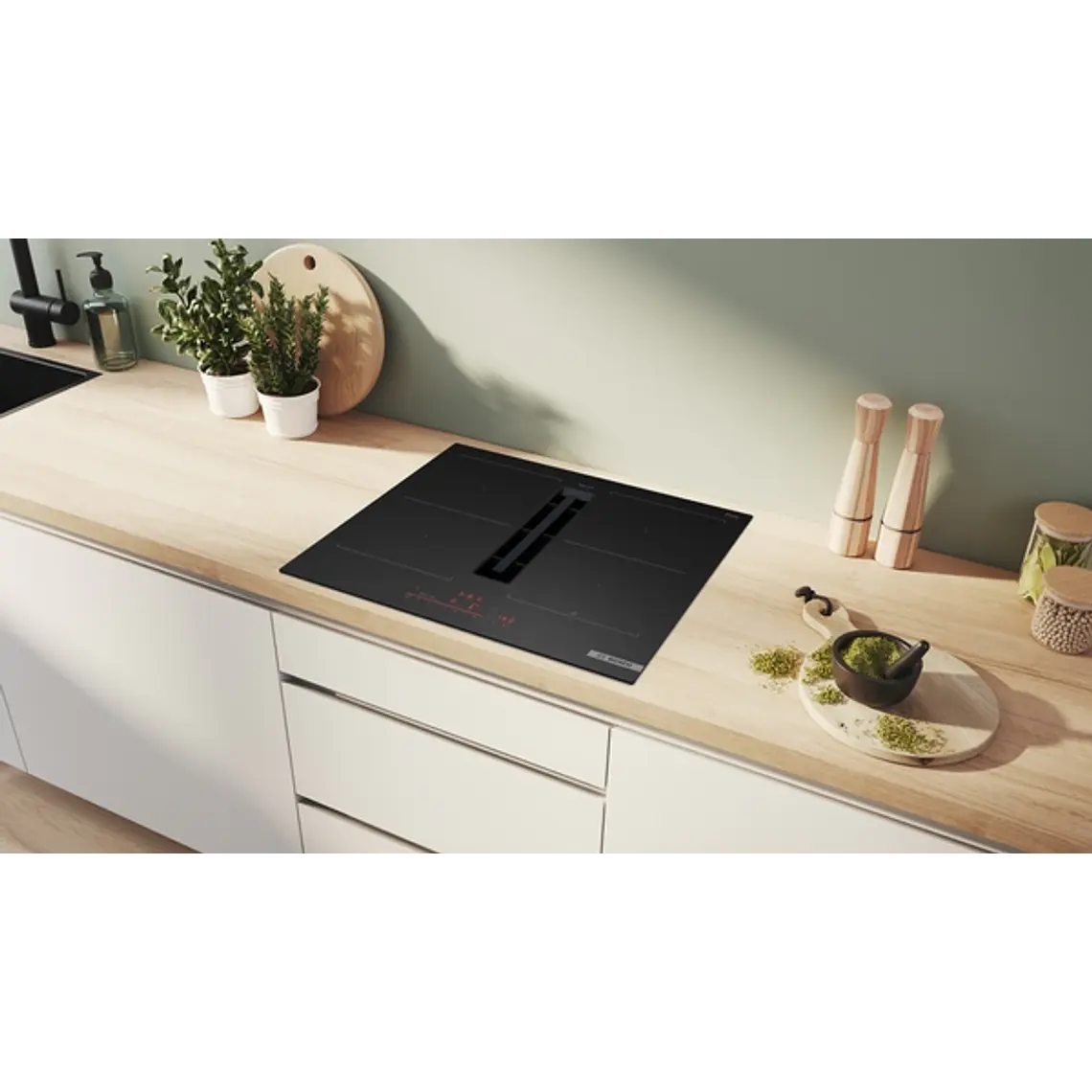 Encimera BOSCH Serie 6 Inducción con extractor Negro Mate 60 cm sin perfiles · PVQ61AH26E 5