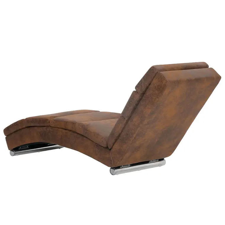 Chaise Longue de diseño marrón de piel de ante artificial 5
