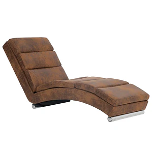 Chaise Longue de diseño marrón de piel de ante artificial