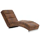 Chaise Longue de diseño marrón de piel de ante artificial - Miniatura 1