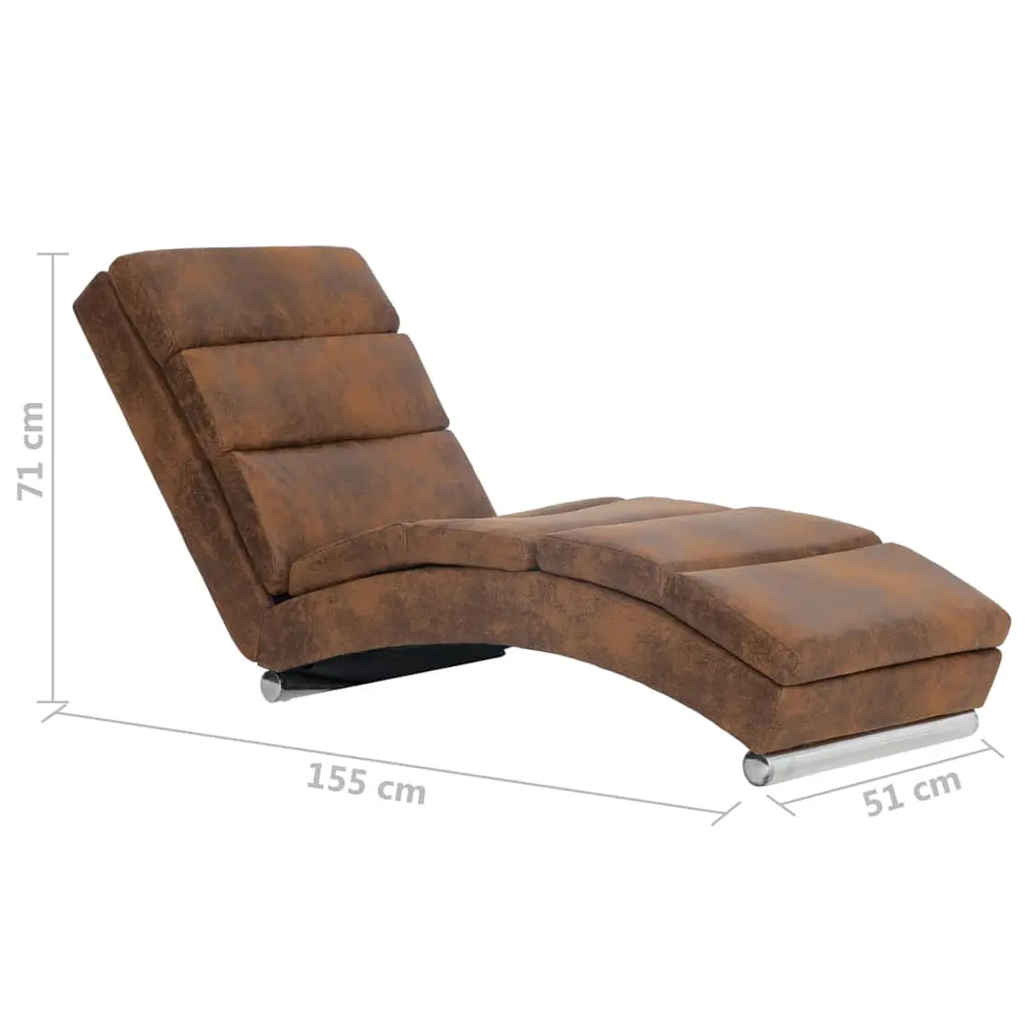 Chaise Longue de diseño marrón de piel de ante artificial 4