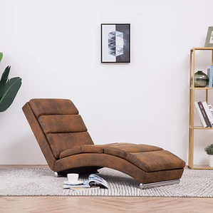 Chaise Longue de diseño marrón de piel de ante artificial
