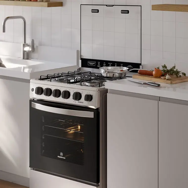 Cocina a Gas 4 Platos Mademsa Horno a Vapor y Triple Llama FM4SSC Inox 5