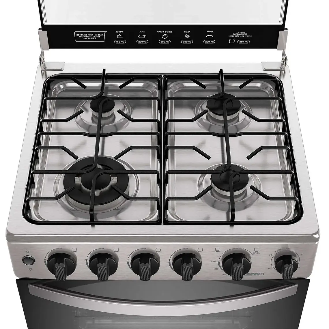 Cocina a Gas 4 Platos Mademsa Horno a Vapor y Triple Llama FM4SSC Inox 3