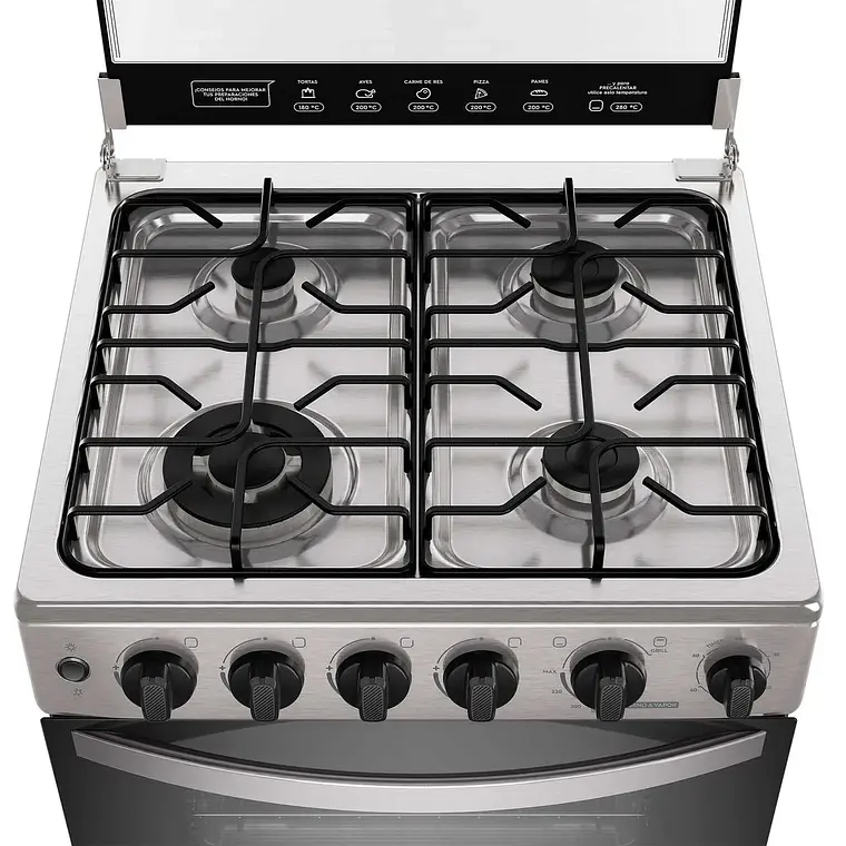 Cocina a Gas 4 Platos Mademsa Horno a Vapor y Triple Llama FM4SSC Inox 3