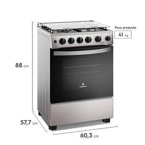 Cocina a Gas 4 Platos Mademsa Horno a Vapor y Triple Llama FM4SSC Inox