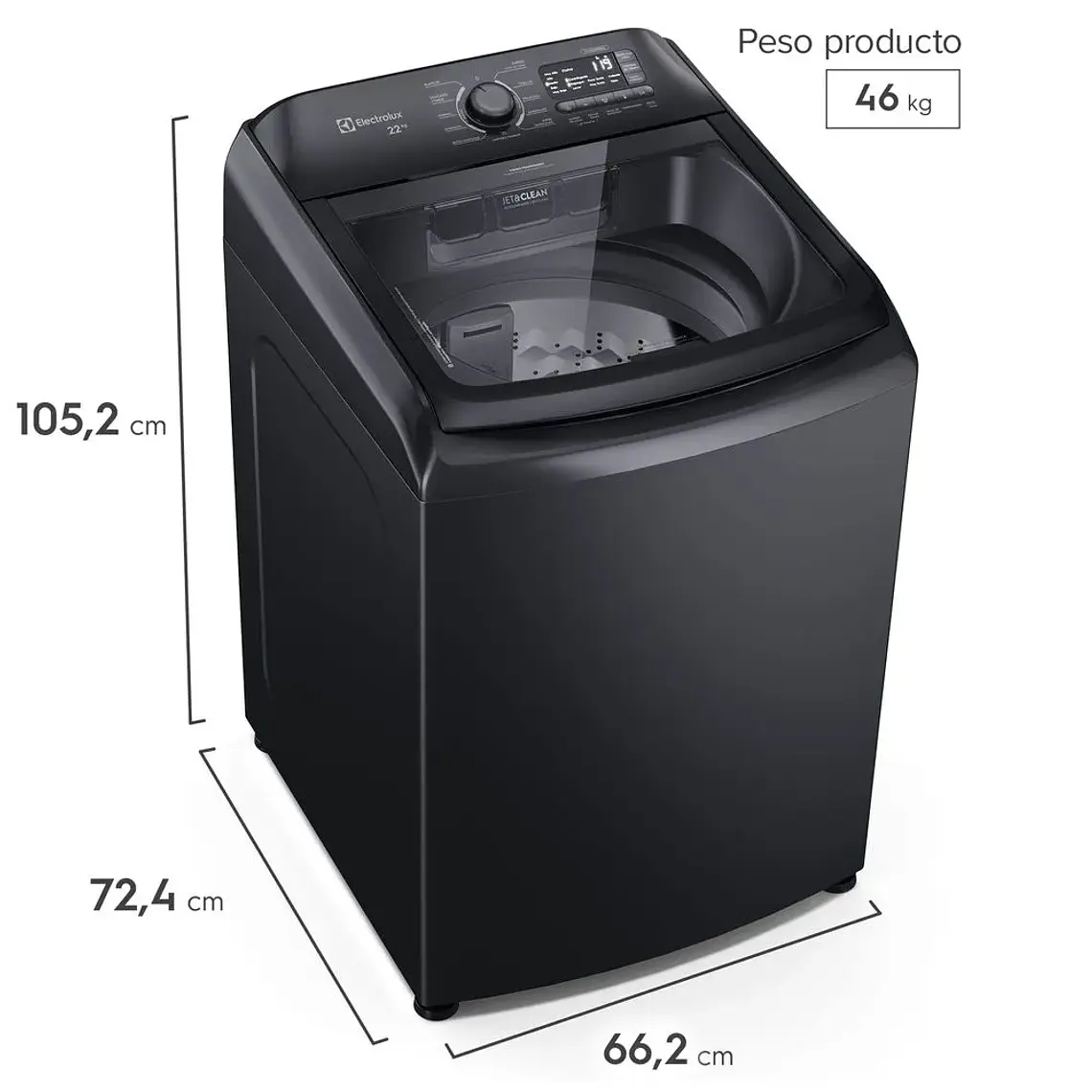 Lavadora Automática 22kg Carga Superior Expert Jet&Clean y Atrapa Pelusas LS22Y Negra - ELECTROLUX 2