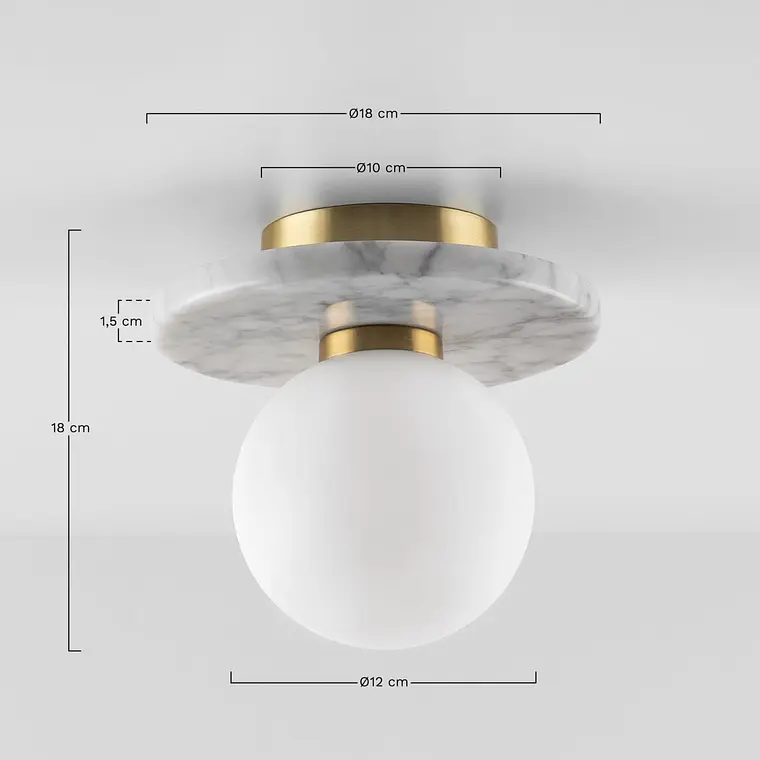 Plafón redondo Ø20 cm en mármol y cristal Petra 7