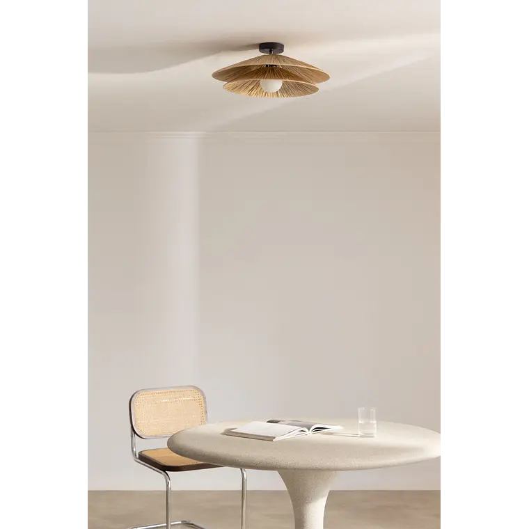 Plafón de techo Ø50 cm en rafia Sora 3