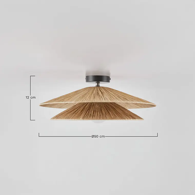 Plafón de techo Ø50 cm en rafia Sora 8