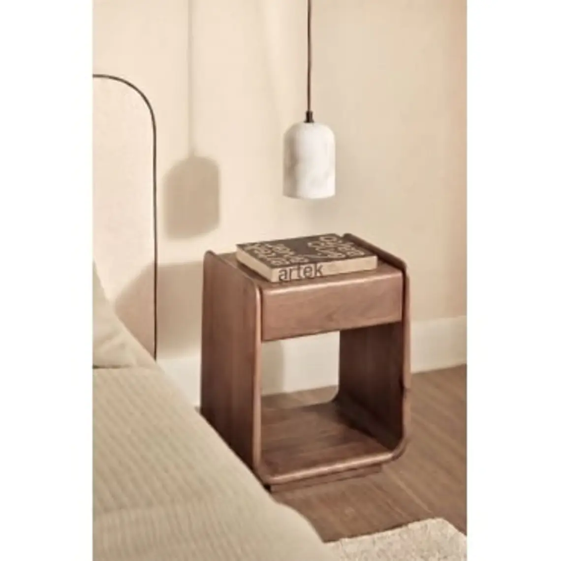 Lámpara de techo colgante en alabastro y madera Selene 1
