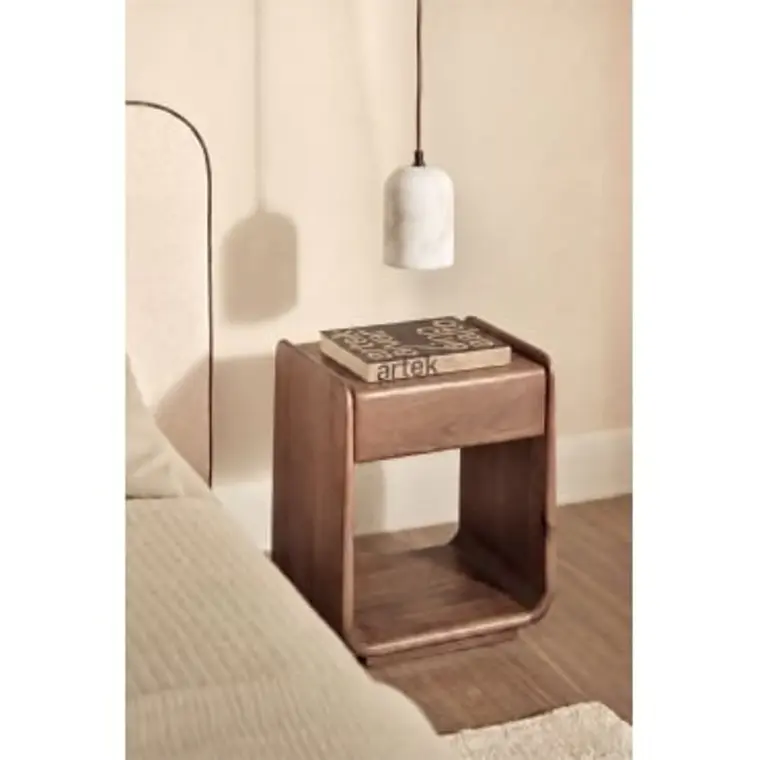 Lámpara de techo colgante en alabastro y madera Selene 1