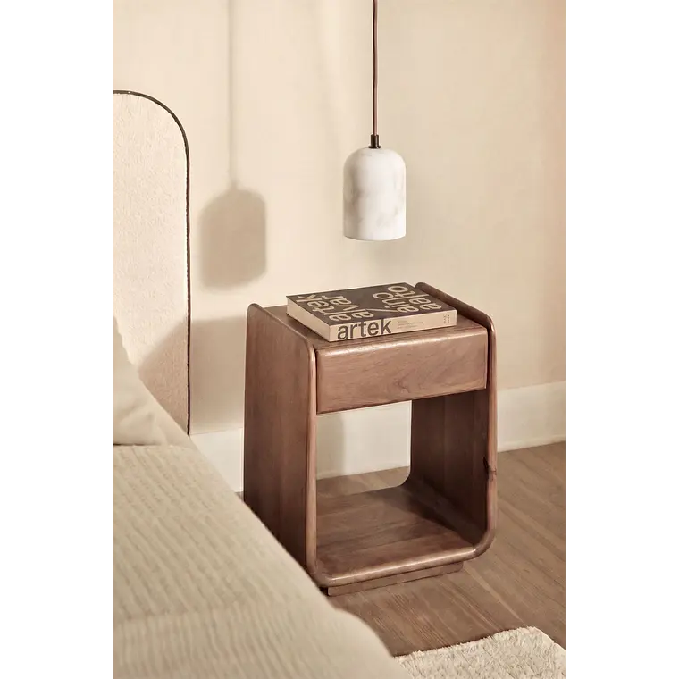 Lámpara de techo colgante en alabastro y madera Selene 2