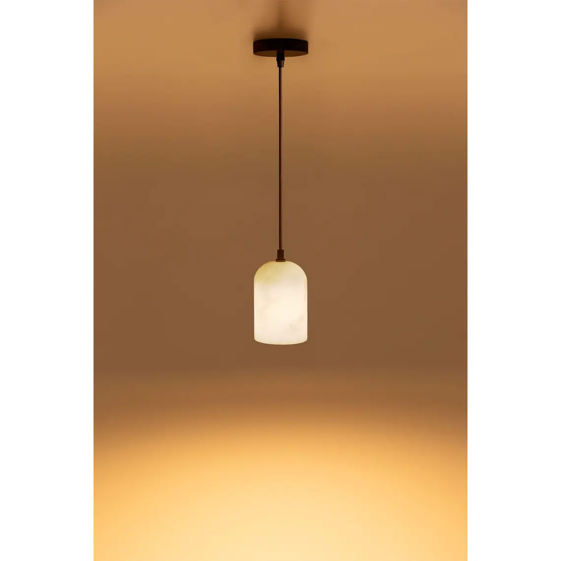 Lámpara de techo colgante en alabastro y madera Selene 6