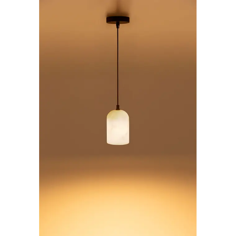 Lámpara de techo colgante en alabastro y madera Selene 6