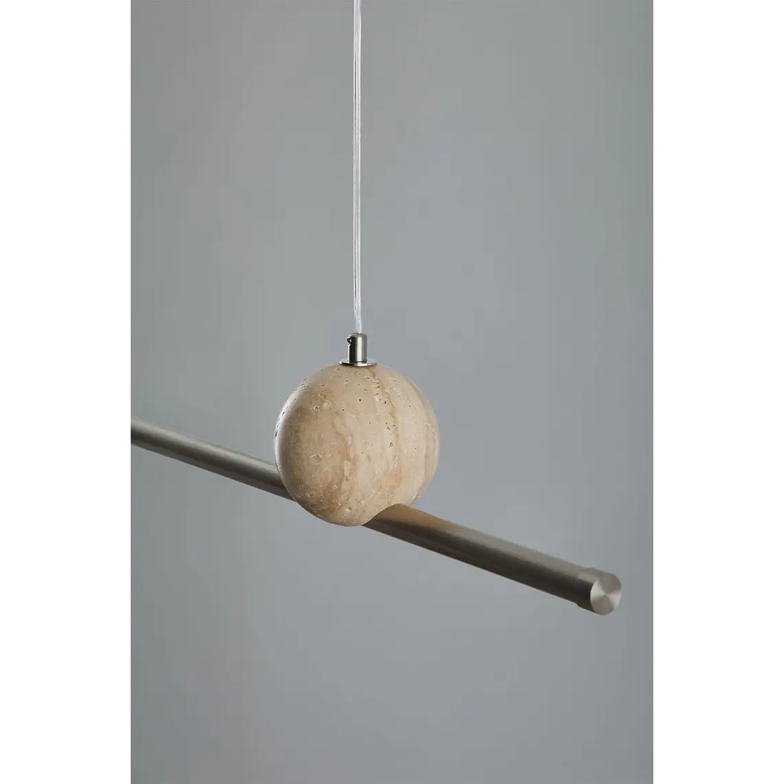 Lámpara colgante lineal LED 170 cm en piedra natural y hierro Liria 7