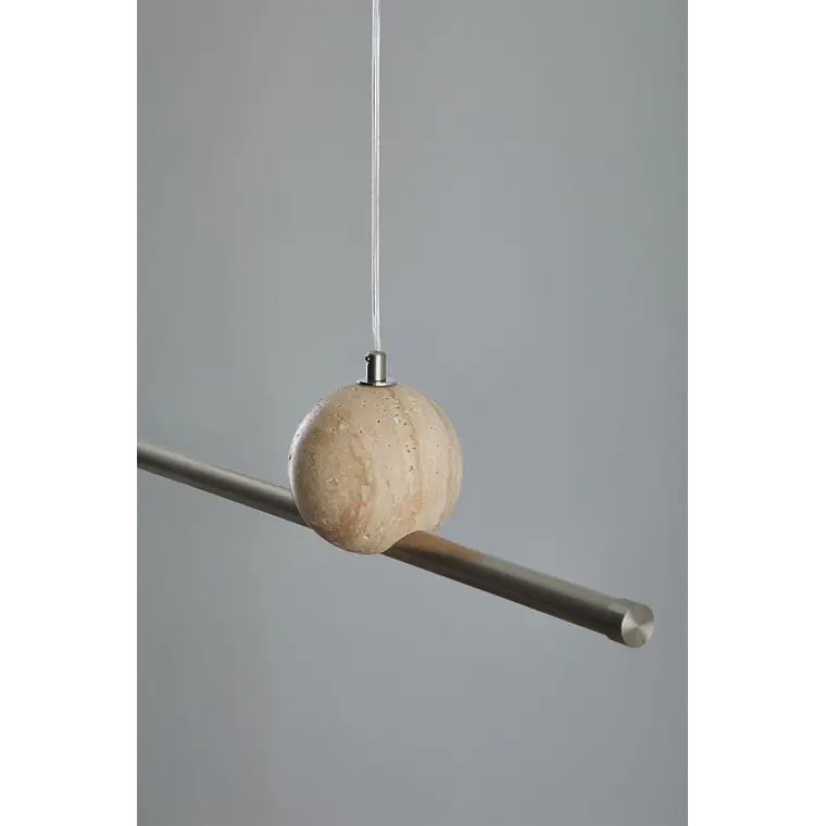 Lámpara colgante lineal LED 170 cm en piedra natural y hierro Liria 7