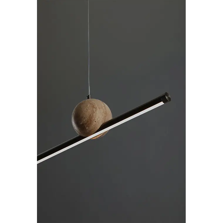Lámpara colgante lineal LED 170 cm en piedra natural y hierro Liria 8
