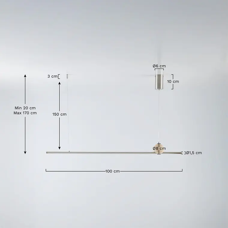 Lámpara colgante lineal LED 170 cm en piedra natural y hierro Liria 10