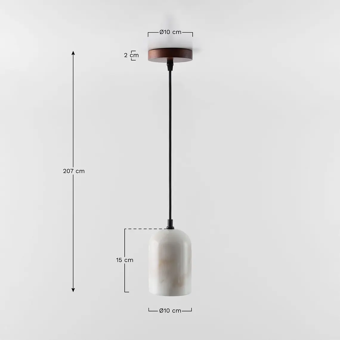 Lámpara de techo colgante en alabastro y madera Selene 10