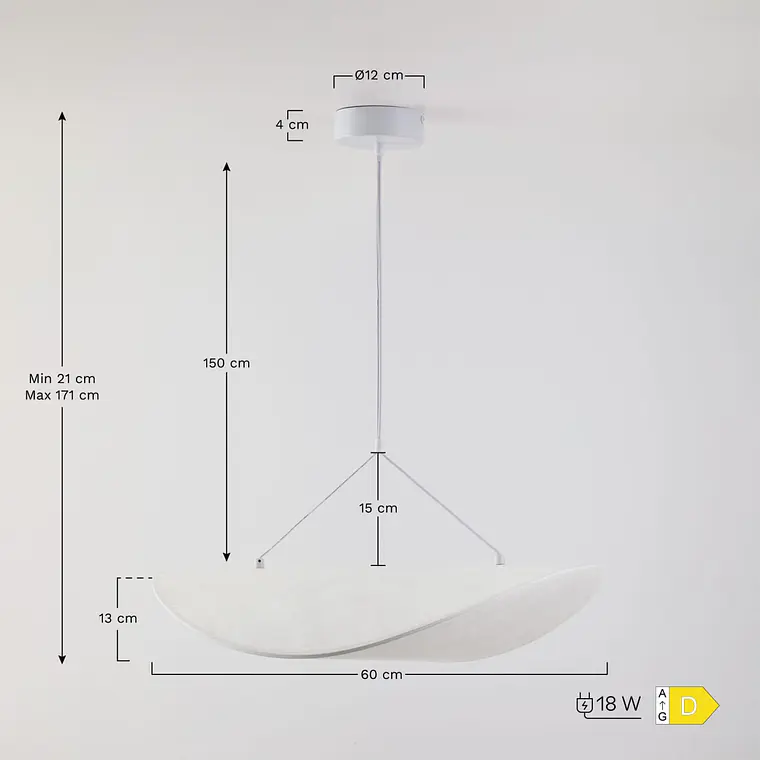 Lámpara de techo colgante LED en tela Eira Ø60 cm 9