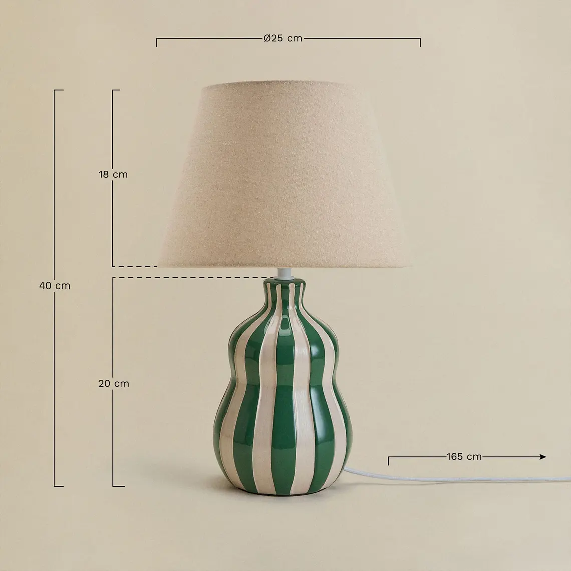 Lámpara de mesa 40 cm en cerámica y lino Gaia 10